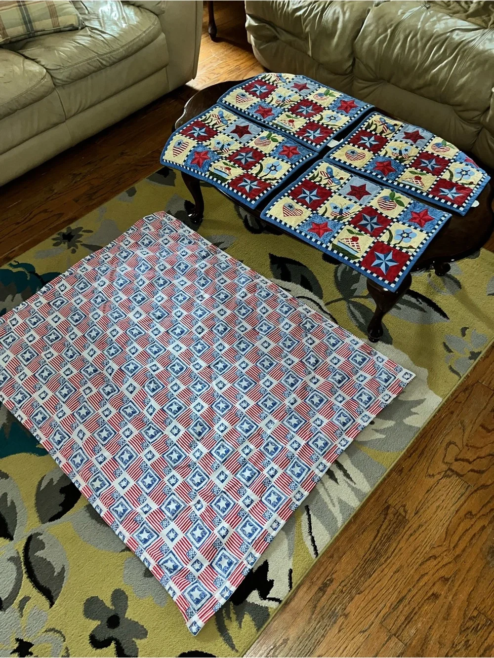Patchwork Quilted Throw - Patriotic and placemat set